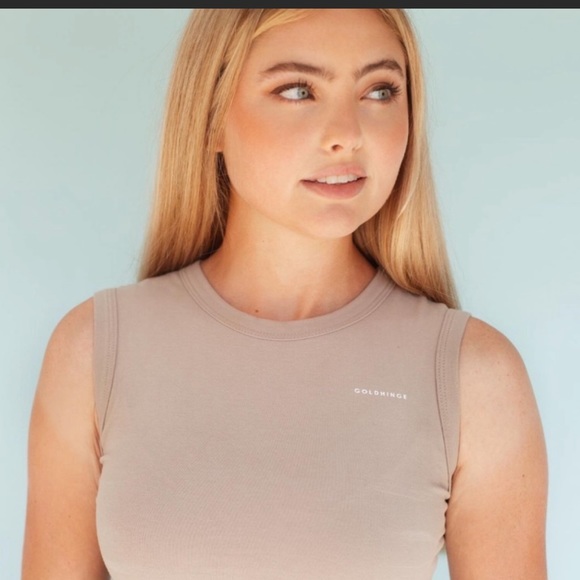 Gymshark Tops - 5️⃣for25 NEW gold hinge tan beige crop tank top workout activewear Large crop